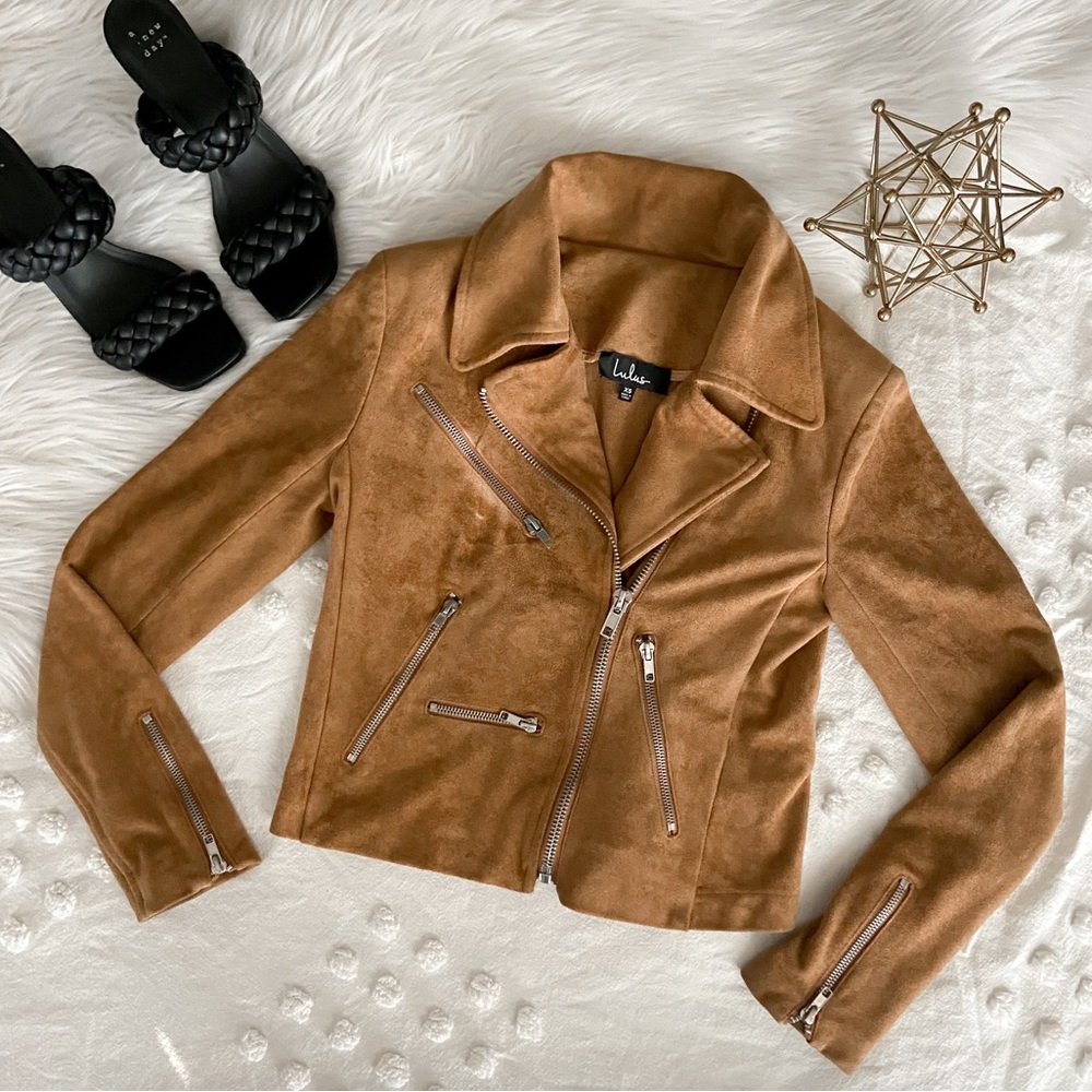 Lulu’s “Suede with Love Tan Moto Jacket” - Picture 3 of 9